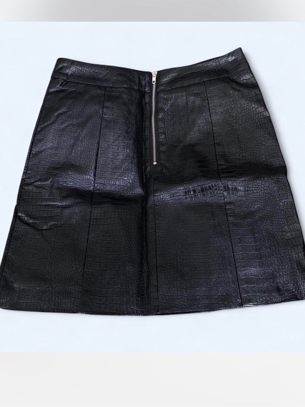 Altar'd State Women's Faux Leather Black Mini Skirt size XS Snakeskin Zip Lined
